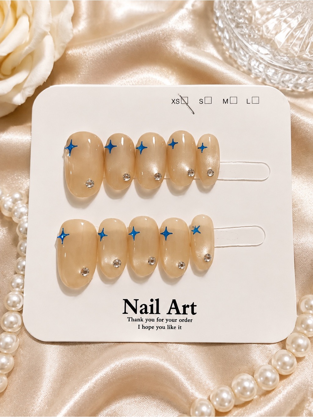 ✨ Nude Champagne Star Press-On Nails